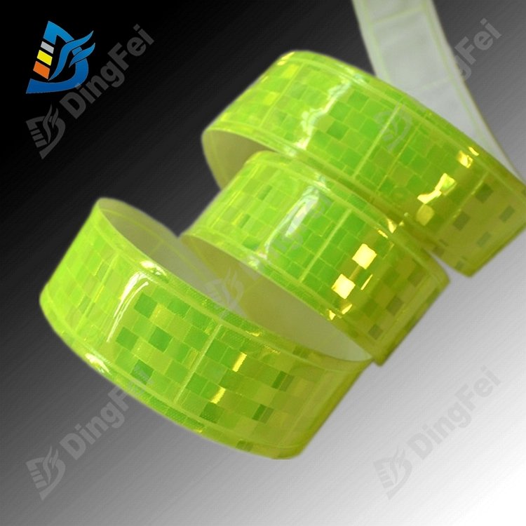 Checkered Fluorescent Yellow Reflective Tape For Clothing - 